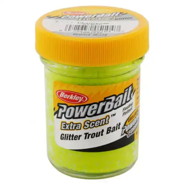 Powerbait Extra Scent Glitter Trout Bait - Fluo Green / Yellow