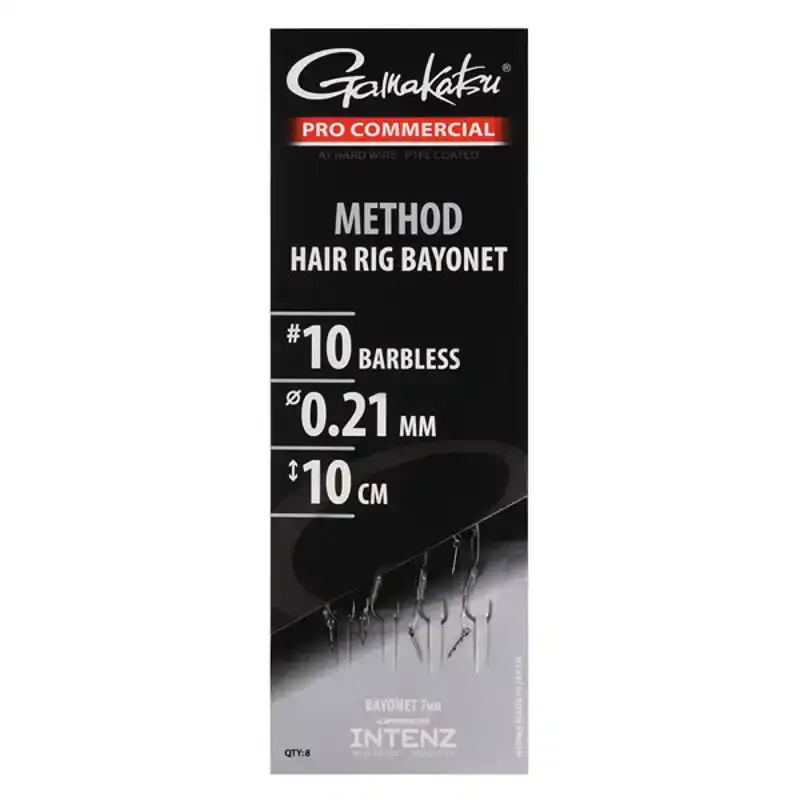 Pro Commercial Method Hair Rig Bayonet - Barbless - Haken: 10 - 0,21 mm - 10 cm