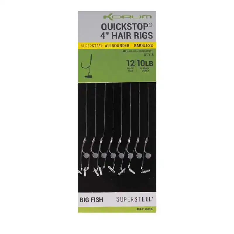 Quickstop Hair Rigs - Barbless - Haken: 10 - 0,28 mm - 15''