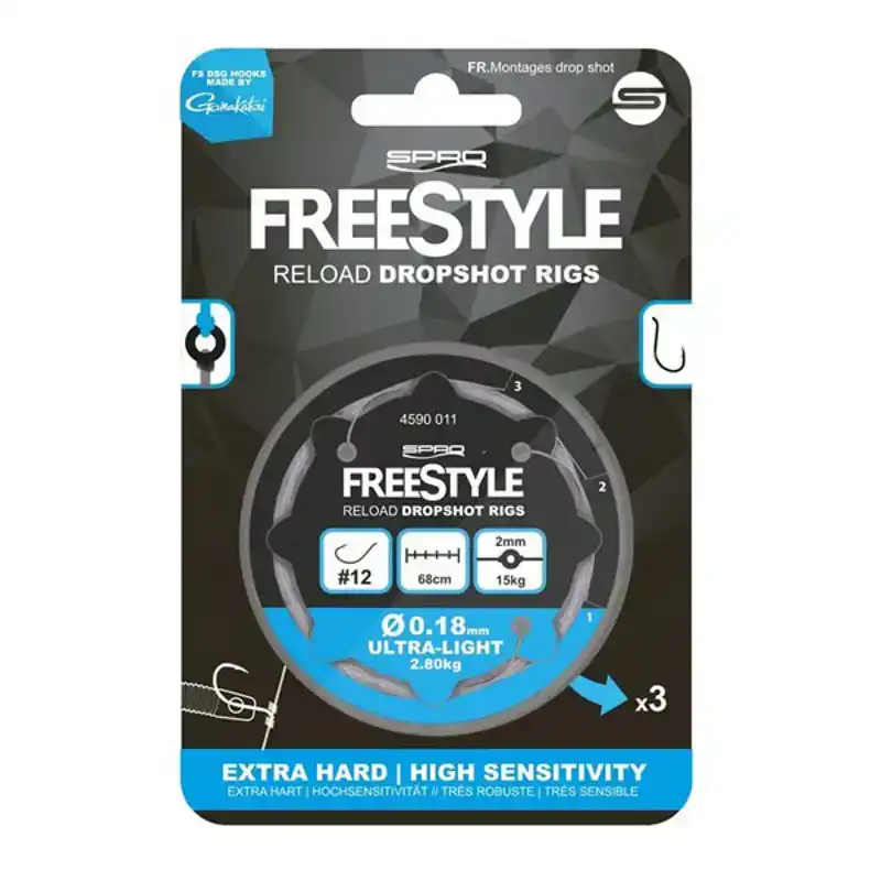Freestyle Reload Dropshot Rigs - Haken: 12 - 0,18 mm - 68 cm