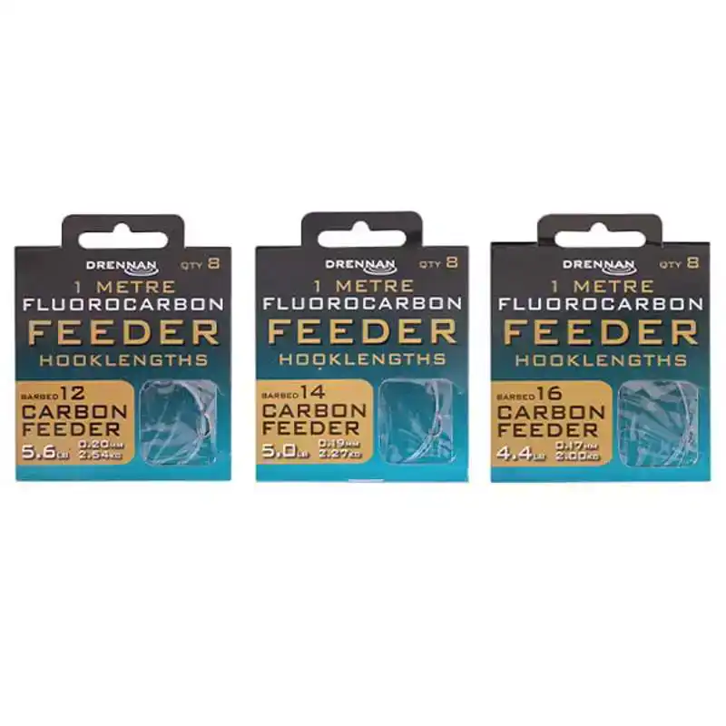 Fluorocarbon Carbon Feeder Hooklengths - Haken: 16 - 0,17 mm