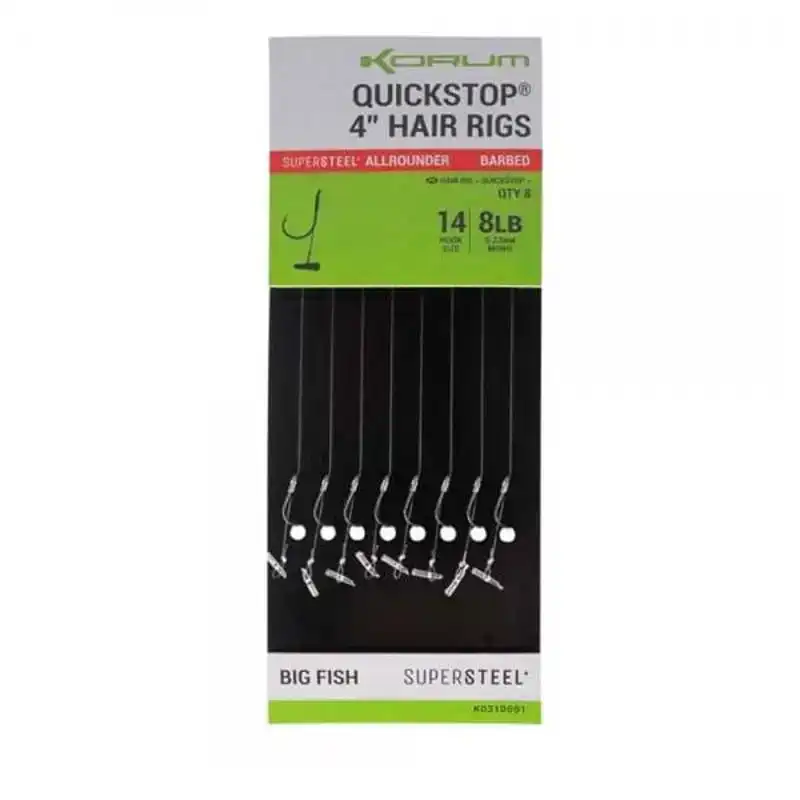 Quickstop Hair Rigs - Barbed - Haken: 10 - 0,28 mm - 15''