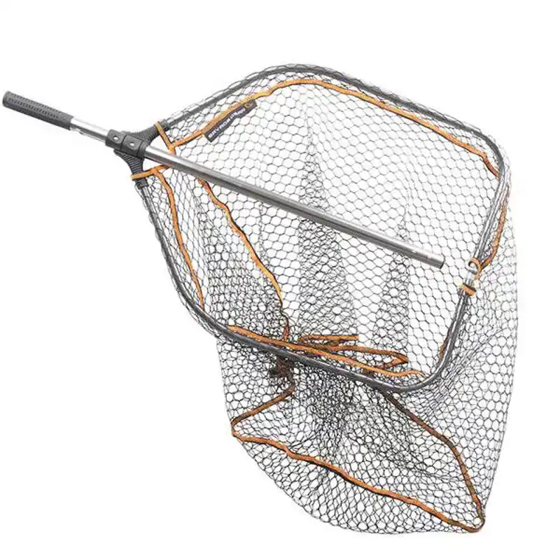 Pro Folding Rubber Large Mesh Landing Net - Größe: XL (70 x 85 cm)
