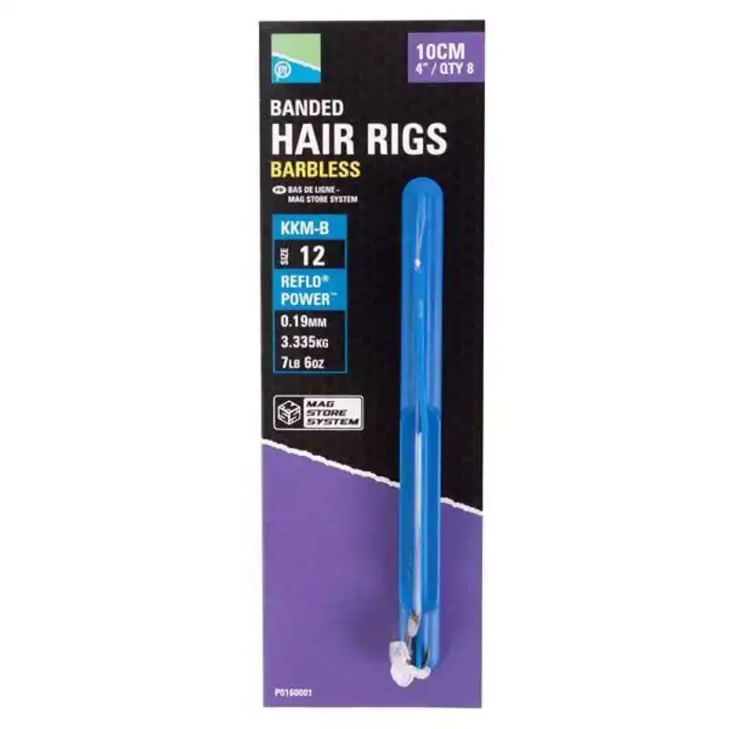 KKM-B Banded Hair Rigs - Barbless - Haken: 12 - 0,19 mm - 10 cm