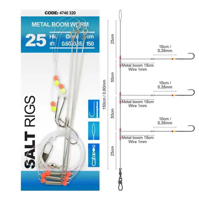 Metal Boom Worm - Salt Rig 25 - Haken: 6