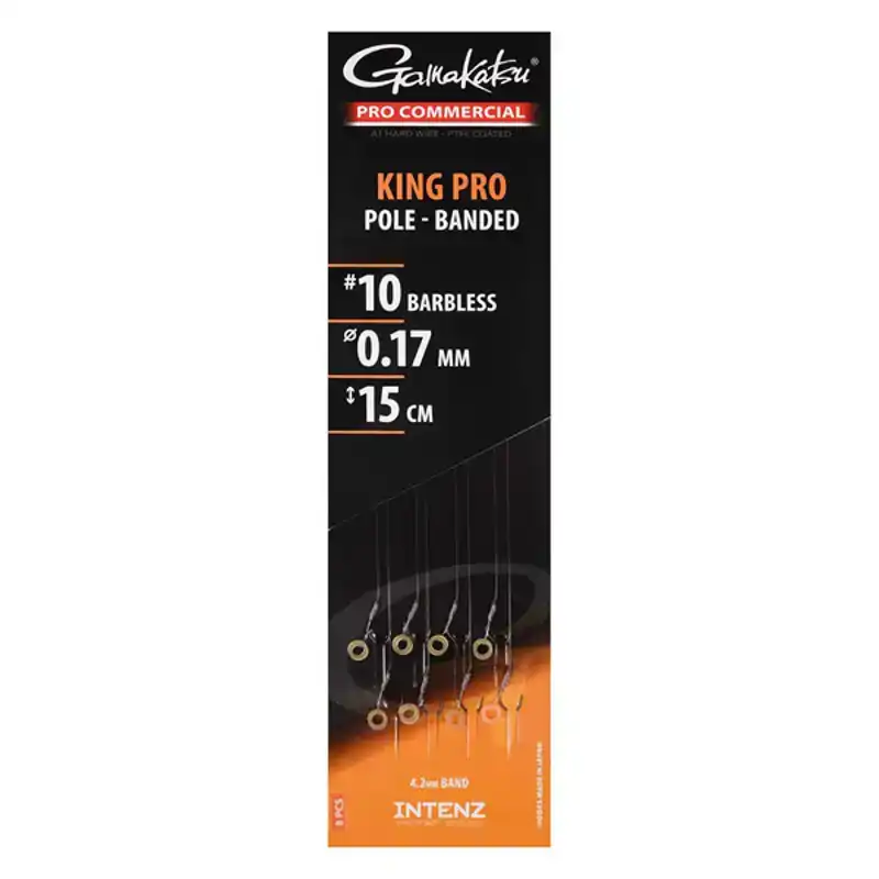 Pro Commercial King Pro Pole Banded Ready Rigs - Barbless - Haken: 10 - 0,17 mm - 15 cm
