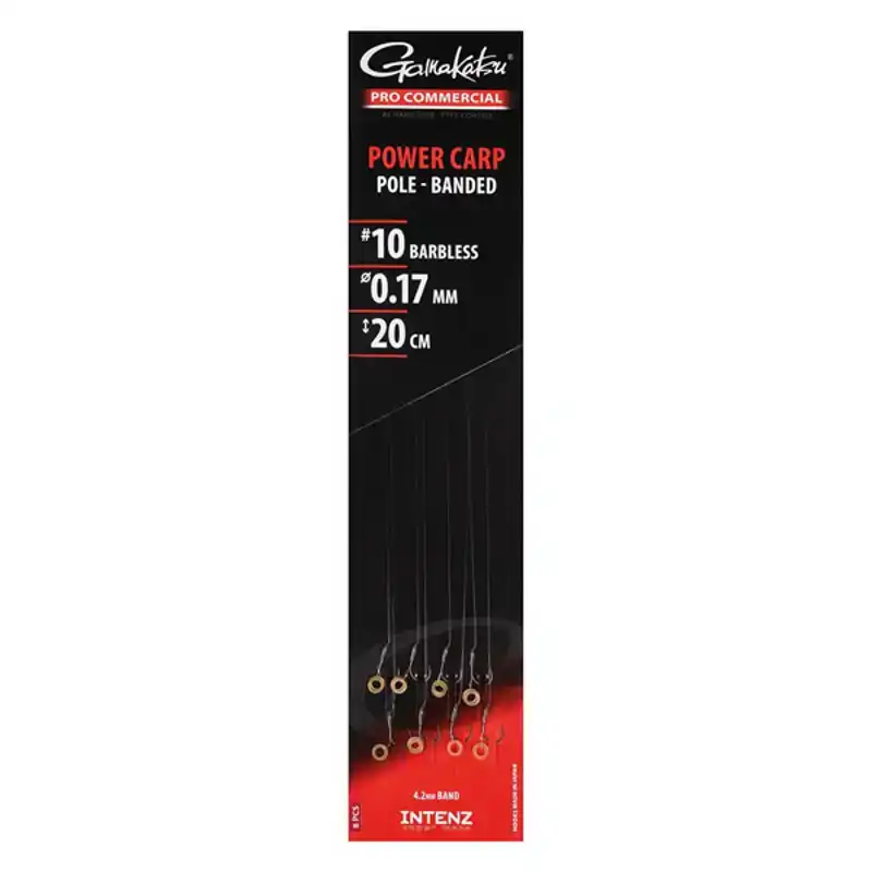 Pro Commercial Power Carp Pole Banded Ready Rigs - Barbless - Haken: 10 - 0,17 mm - 20 cm