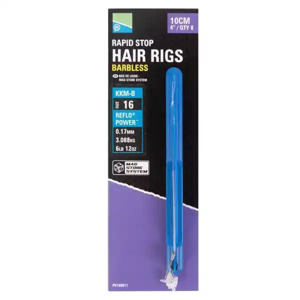 KKM-B Rapid Stop Hair Rigs - Barbless - Haken: 14 - 0,19 mm - 10 cm