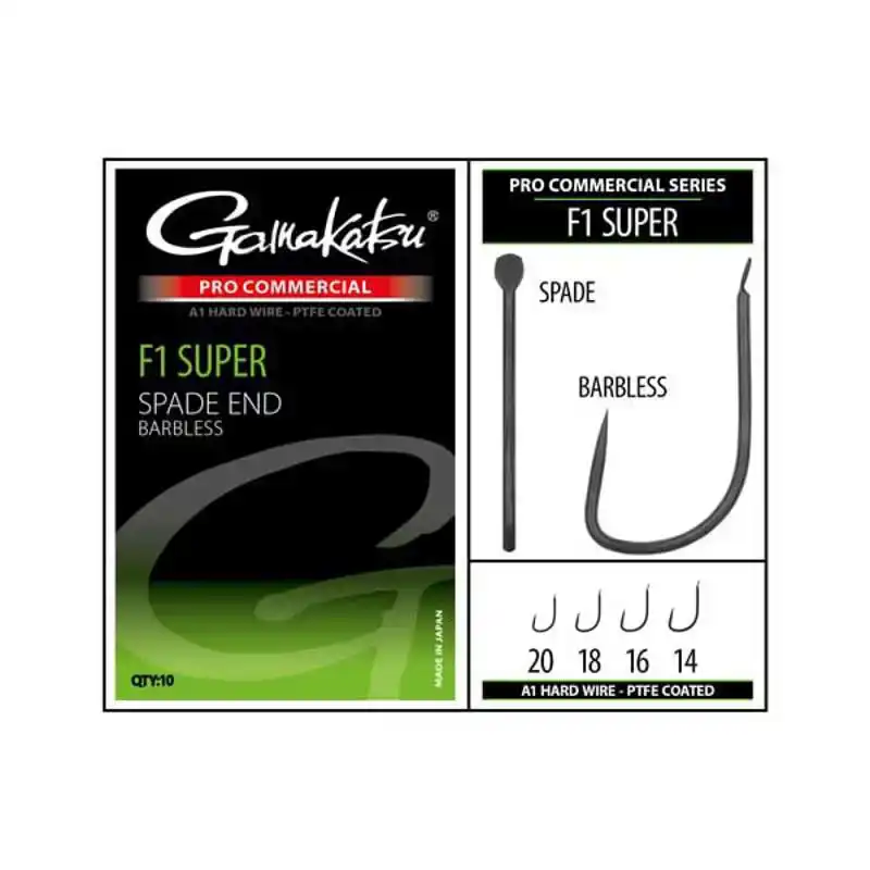 Pro Commercial F1 Super Spade A1 Hooks - Barbless - Haken: 14