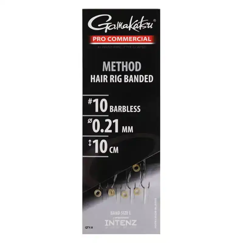 Pro Commercial Method Hair Rig Banded - Barbless - Haken: 10 - 0,21 mm - 10 cm