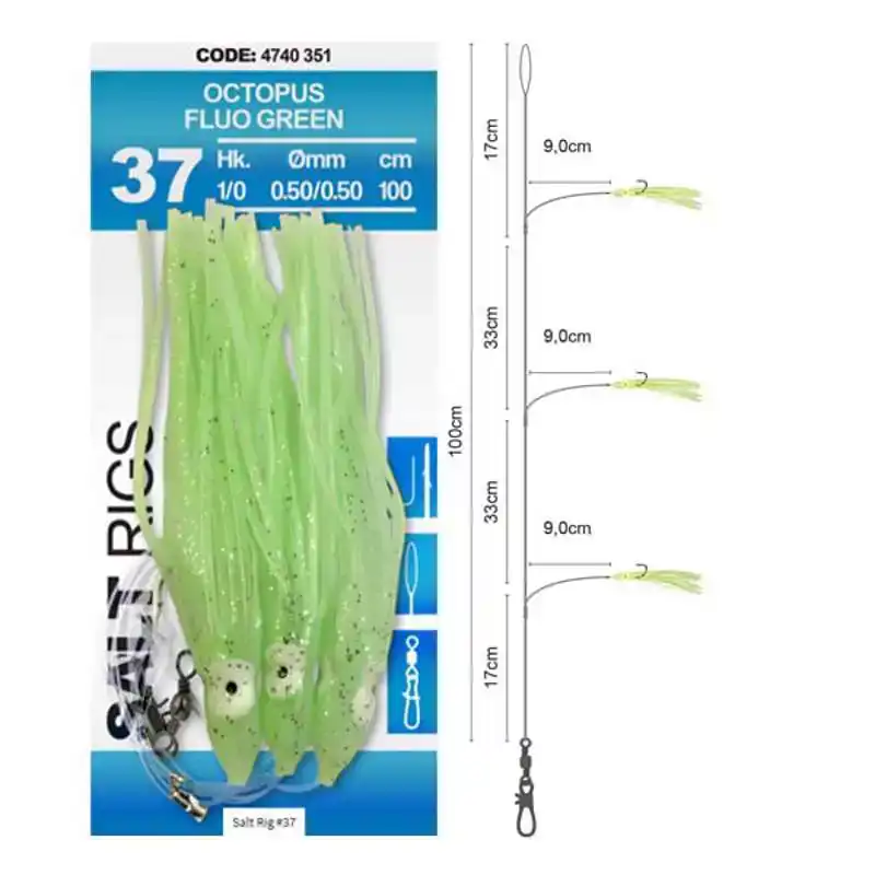 Octopus - Salt Rig 37 - Haken: 1/0 - Blue White - 0,50 mm