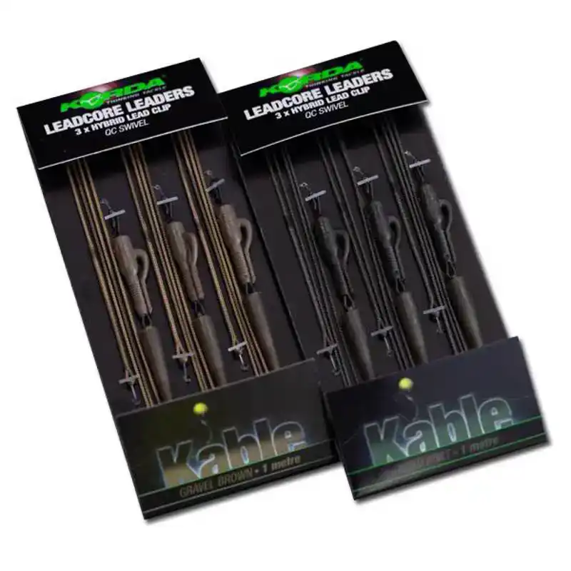 Kable Leadcore Leaders - Hybrid Leadclip + QC Swivel - Gravel Brown