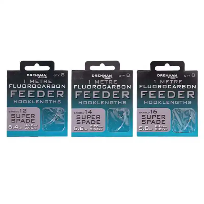 Fluorocarbon Super Spade Feeder Hooklengths - Haken: 12 - 0,22 mm