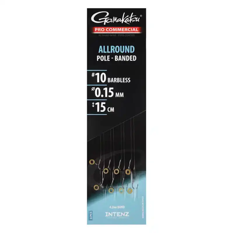 Pro Commercial Allround Pole Banded Ready Rigs - Barbless - Haken: 10 - 0,15 mm - 15 cm