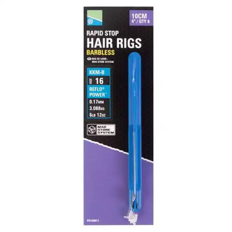 KKM-B Rapid Stop Hair Rigs - Barbless - Haken: 12 - 0,19 mm - 10 cm