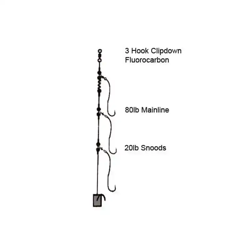 3 Hook Clipdown Fluorocarbon Rig - Haken: 2