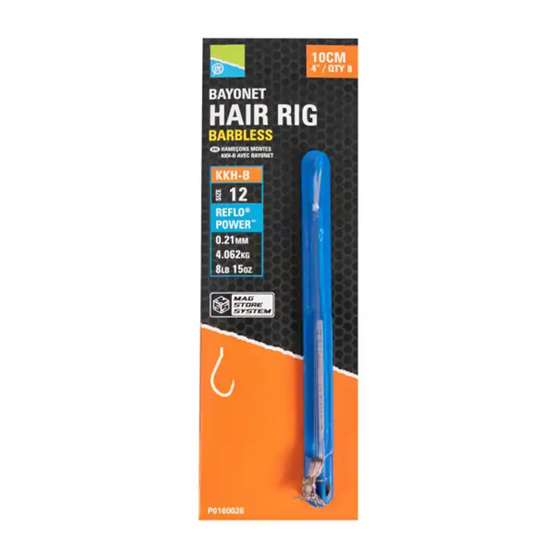 KKH-B Bayonet Hair Rigs - Barbless - Haken: 12 - 0,21 mm - 10 cm
