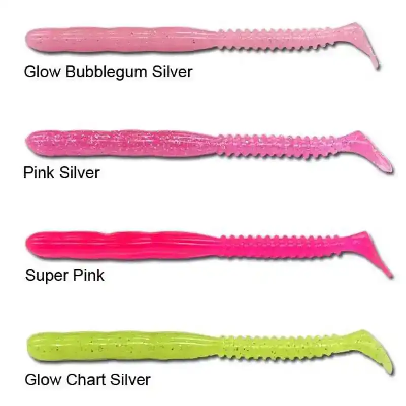 Rockvibe Shad - 4'' - Glow Bubblegum Silver