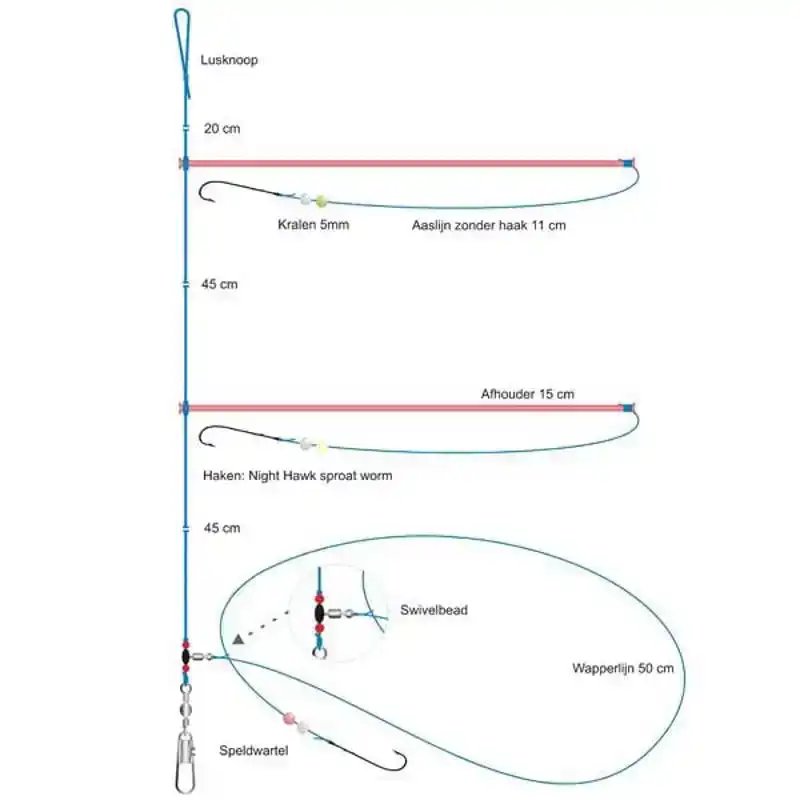 Plattfisch Swivelbead Vorfach - Haken: 2