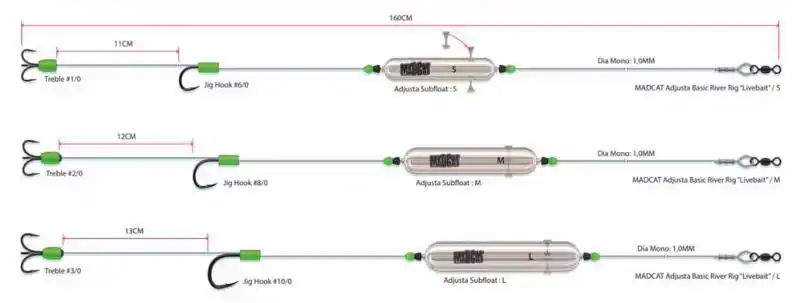 Adjusta Basic River Rig - Livebait - Größe: L
