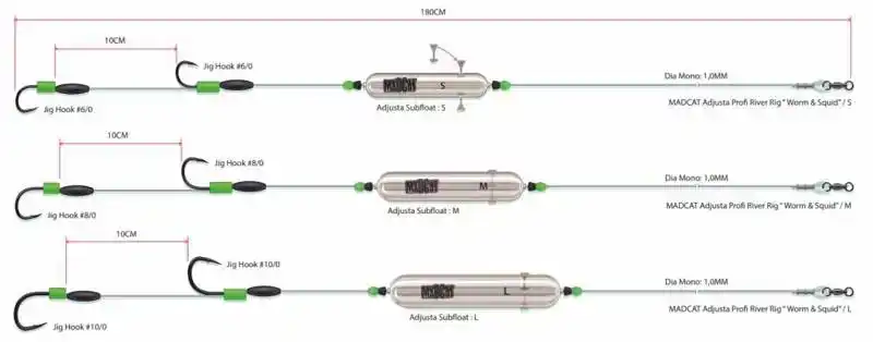 Adjusta Profi River Rig - Worm & Squid - Größe: L