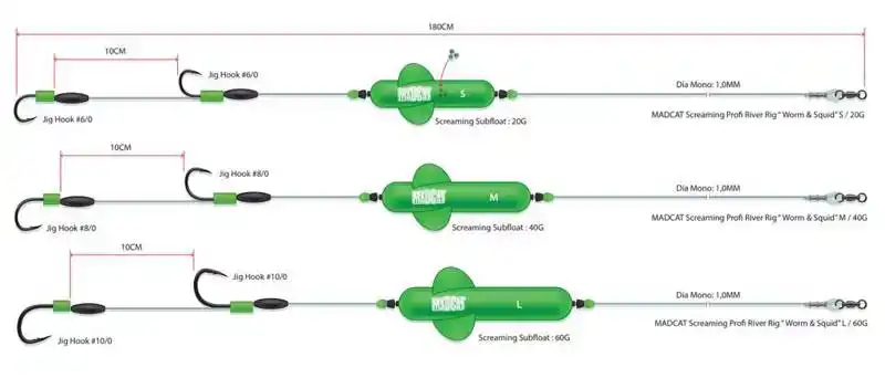 Screamin Profi River Rig - Worm & Squid - Größe: L