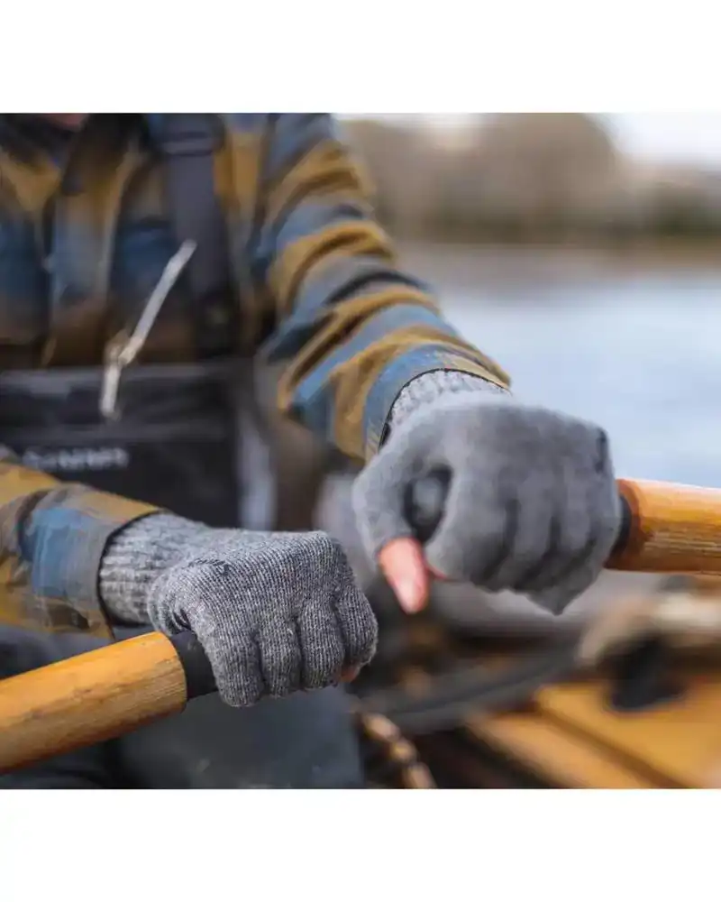 Wool ½ Finger Glove Steel L/XL